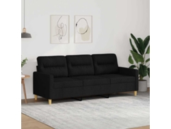 Sofá de 3 plazas HARLANV1 con tapizado de tela negra de 180 cm.