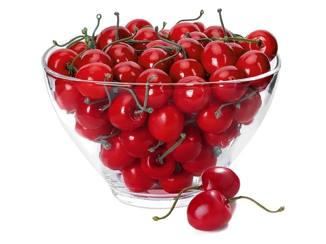 Cerezas Artificiales, Juego De Decoración De 100 Piezas, 3 Cm De Diámetro, Hechas De Espuma Y Poliuretano.