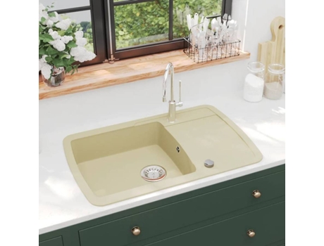 Fregadero VIDAXL de Granito con Un Seno Beige