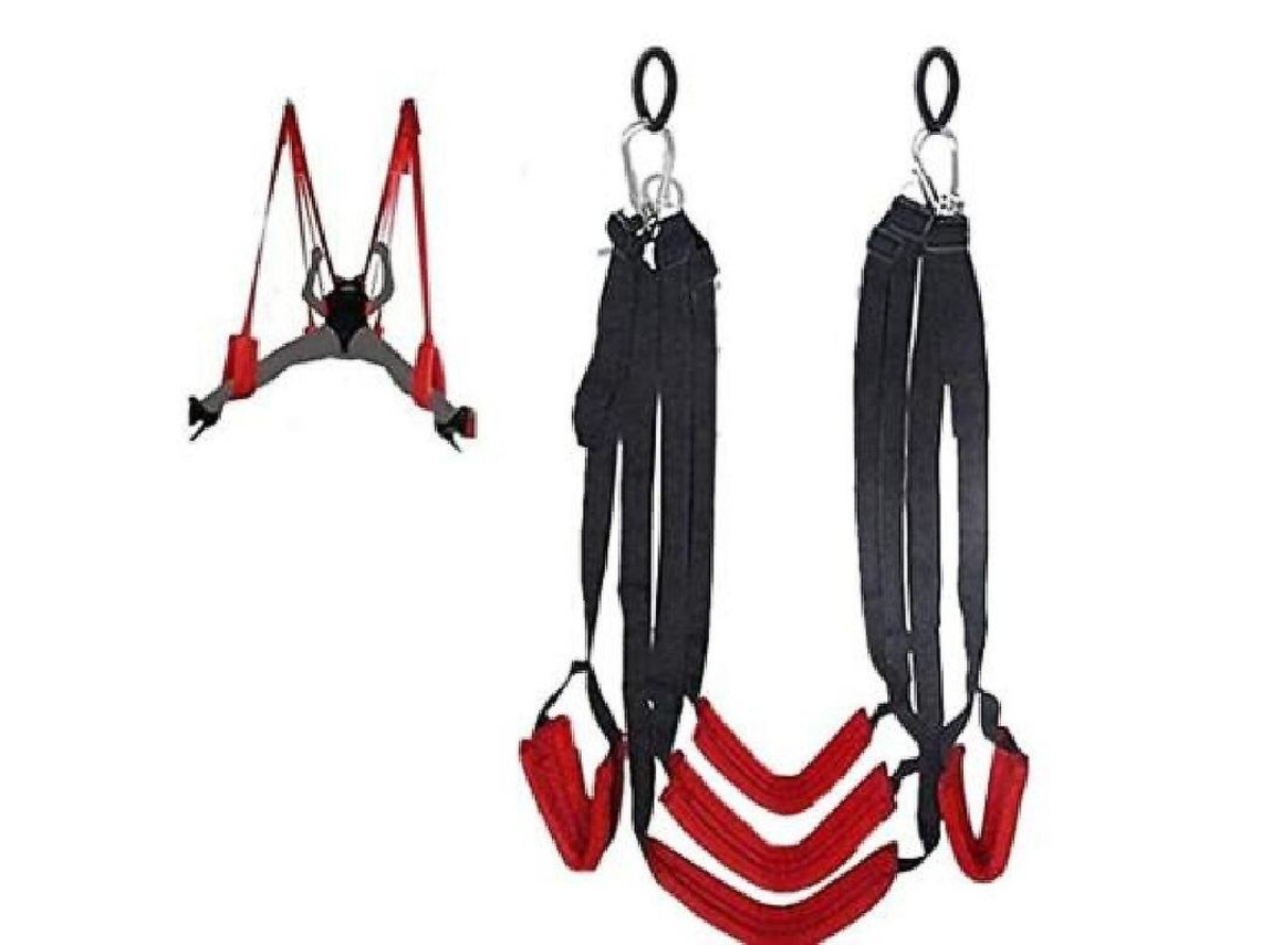 Mecedora Multifuncional Para Parejas Decadence Bounce De Nailon Rojo Con 5 Correas Tlr