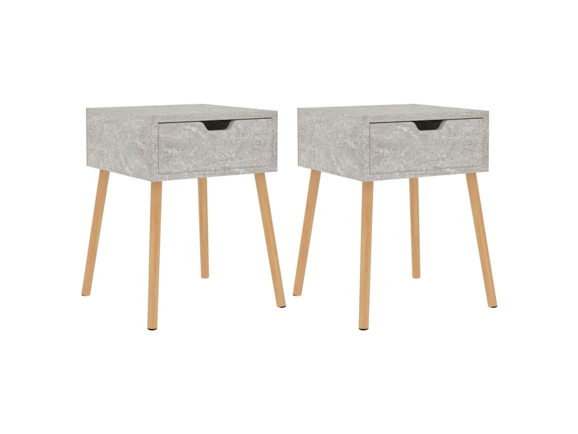 Juego de 2 mesitas de noche en madera gris cemento - MAISON EXCLUSIVE