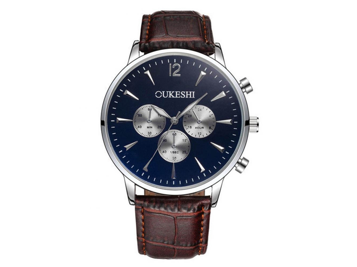 Reloj Analógico De Cuarzo Para Hombre Con Correa De Pu Moda Negra