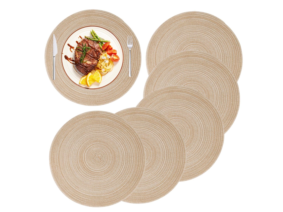 KOFIHETY Tapete Redondo de Algodón para Comedor, 14 Pulgadas, Tapetes Fáciles de Lavar para Cocina, Mesa de Comedor, Decoración de Fiesta (Juego de 6)