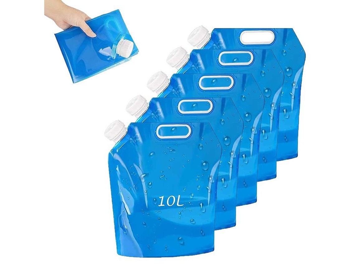 2026da-linjou 5 Pack Bidón De Agua Colapsable 10l Sin Bpa Alimentario Antifugas Para Camping Senderismo Emergencias
