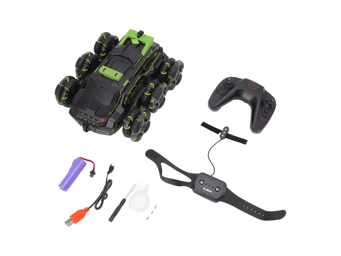 Ats-coche De Acrobacias Rc 2.4g Con Sensor De Gestos 360° Rotación 6 Ruedas Control Remoto Camión Todo Terreno Verde
