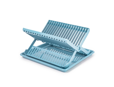 PLASTIC FORTE - Escurreplatos Plegable de 2 Niveles con Bandeja Recogedora. Azul