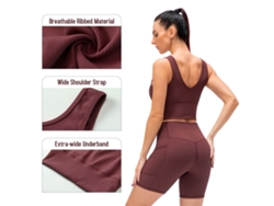 Conjunto Deportivo De 2 Piezas Para Mujer: Top Corto Y Shorts De Talle Alto Para Yoga Y Ejercicio.