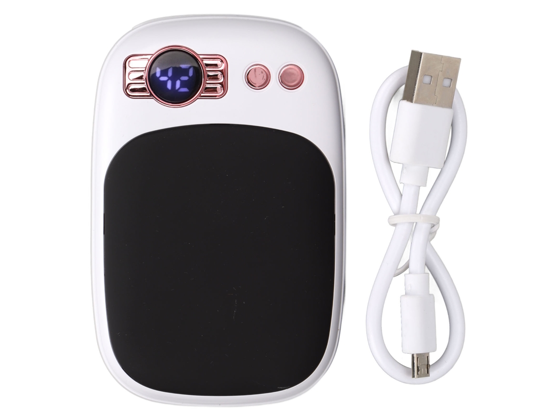 Calentador de manos eléctrico recargable, batería externa de 10000 mAh con pantalla LED blanca para acampar y cazar.