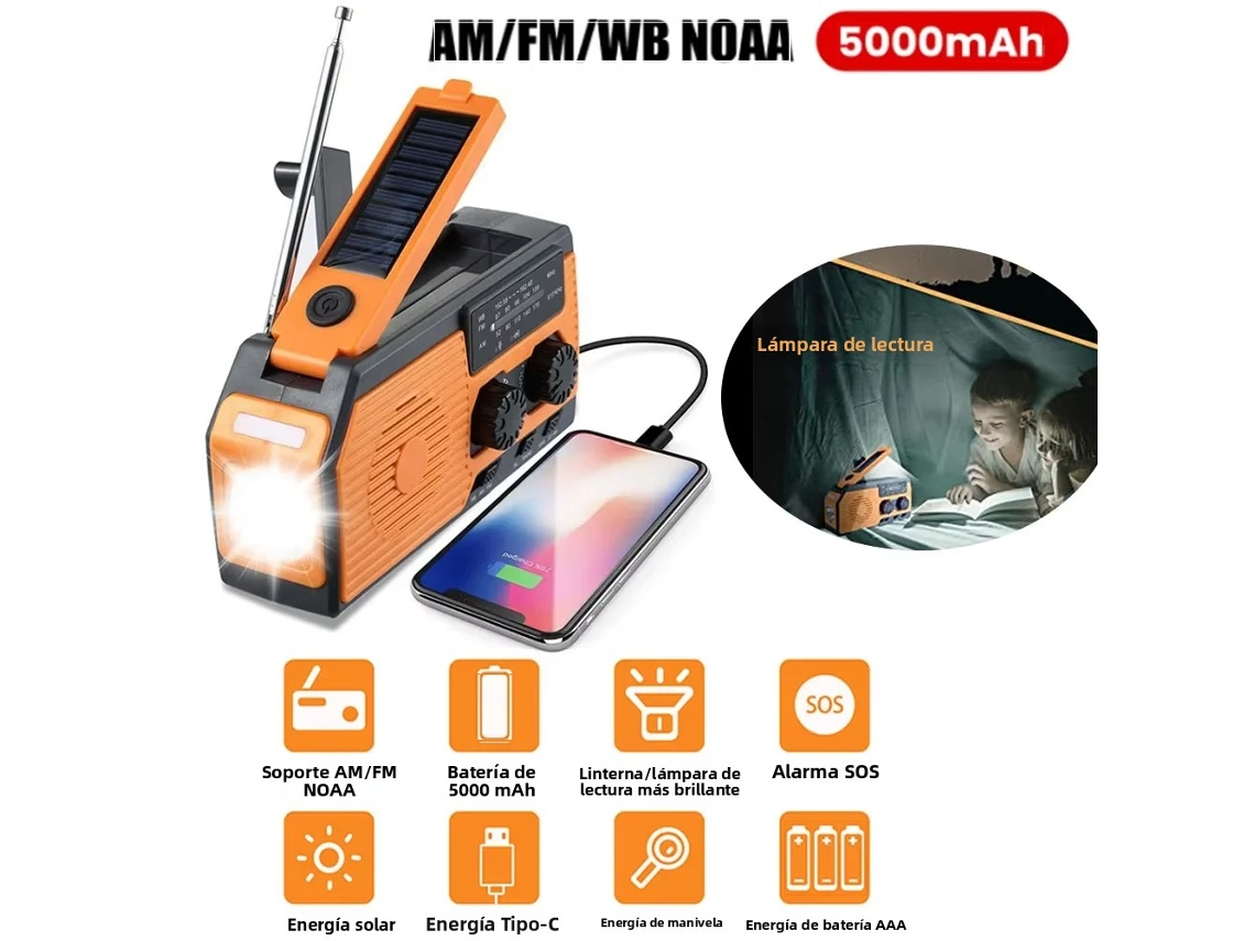 (f3) Radio Solar Portátil De Emergencia