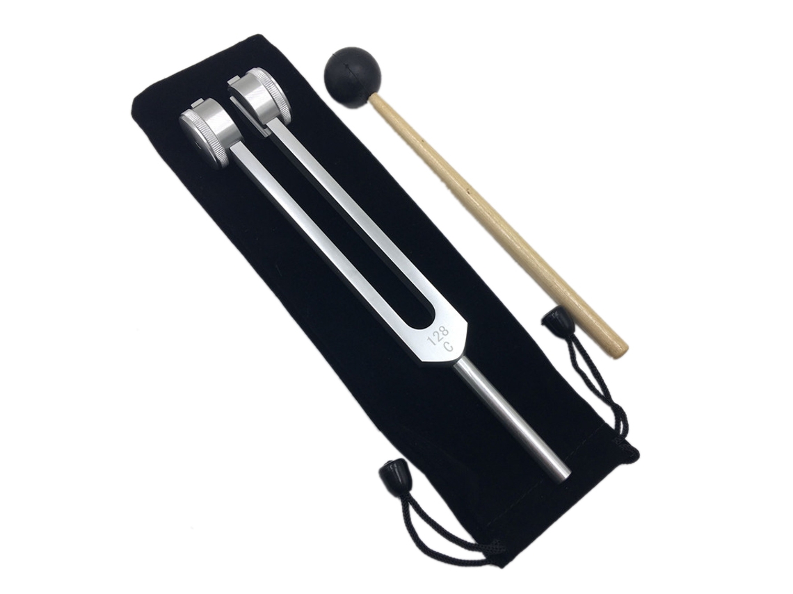 Diapasón Ergonómico De Aluminio Templado De Alta Dureza Con Martillo De Reflejos Para Yoga, Sonidos Curativos, Color Rojo Médico.