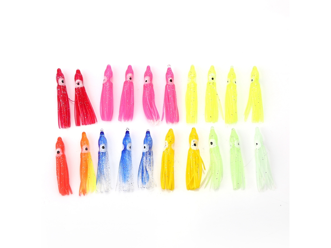Anub 20pcs Iscas de Lula de Pvc Mixta Cor para Pesca em Água Salgada (4cm)