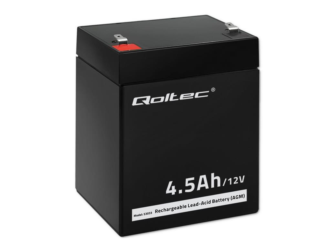 Batería QOLTEC AGM de 12 V y 4,5 Ah para sistemas UPS, de emergencia, de alarma y de CCTV.