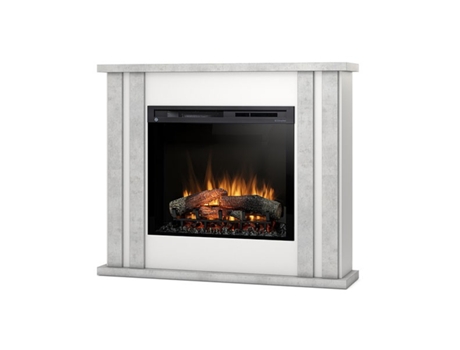 Chimenea LED eléctrica independiente KELSO 28' Blanco mate / Cemento 118 x 98 x 28 OUTINFIRE