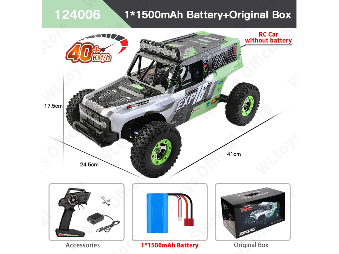 Coche RC 1/12 4x4 todoterreno con luz LED 2,4 g de alta velocidad, control remoto profesional de escalada para niños, verde Aeuzwr
