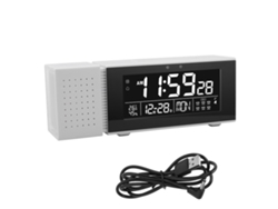 Lámpara De Noche Con Reloj Digital, Alarma, Radio Fm, Monitor De Temperatura Y Humedad, Color Blanco.