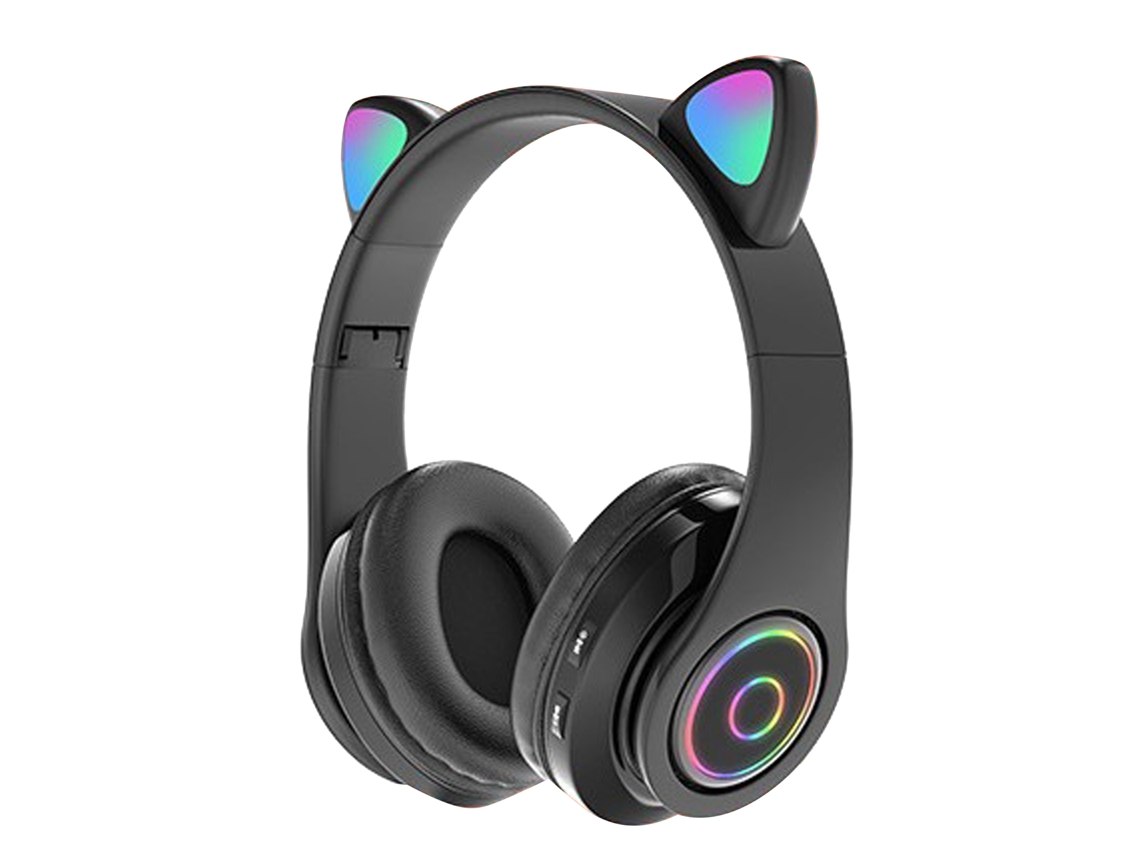 Auriculares Bluetooth Supraaurales Con Luz Led, Orejas De Gato Bonitas, Estéreo, Ajustables Y Recargables