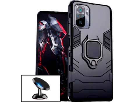 Kit Carcasa y Soporte Magnético Xiaomi Redmi Note 10s PHONECARE Military Defender Negro