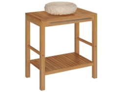 Maison Exclusive - Mueble Tocador Madera Teca Maciza Con Lavabo De Mármol Crema