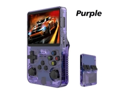 Consola de juegos Fwinl K36, sistema Linux portátil de código abierto, consola de juegos retro arcade portátil con joystick morado translúcido de 128 GB