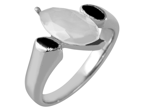 JUST Anillo Lerena Plateado con Piedra Blanca en Acero Inoxidable 62