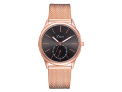 Reloj De Cuarzo De Moda Para Mujer Con Correa De Silicona Y Decoración De Diamantes De Imitación En Oro Rosa.