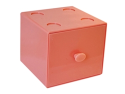 Caja De Almacenamiento Cuadrada De Plástico Apilable Con Cajón Para Escritorio De Oficina - Rosa