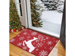Felpudo Navideño Con Ciervo Y Copos De Nieve Para Interior/exterior Antideslizante Decoración Navidad