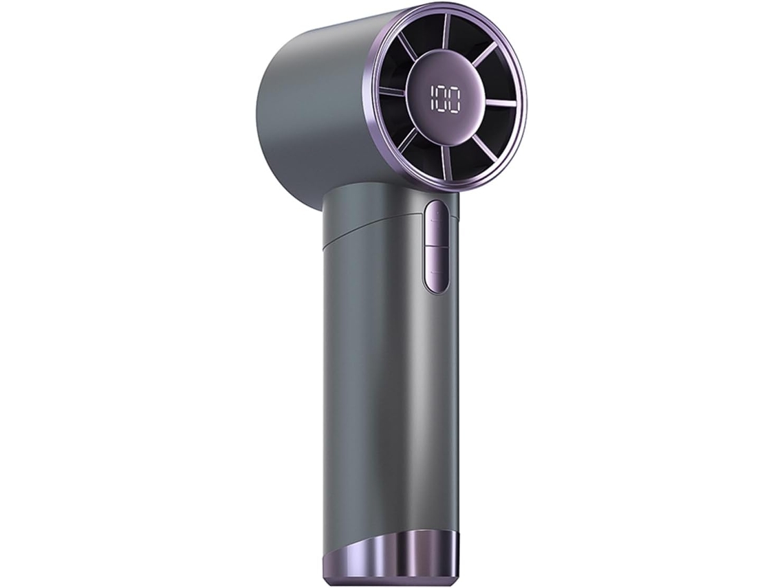 Ventilador portátil Digitallab ajustable en varios niveles, con pantalla LED, recargable, carcasa metálica (gris)