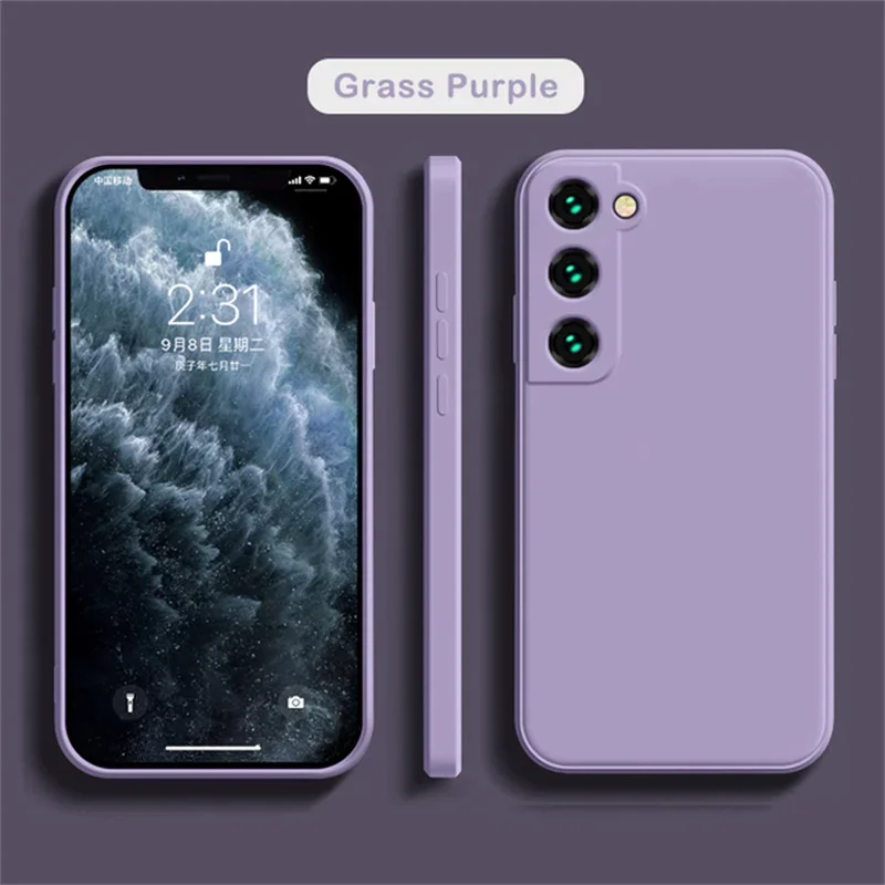 (morado Claro, Galaxy S22 5g) Funda De Silicona Para Teléfono Samsung, Cubierta Trasera A Prueba De Golpes