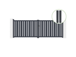 Puerta abatible 4m VEYMONT H.140cm aluminio gris 2 postes 20x20cm H.166cm CASANOOV