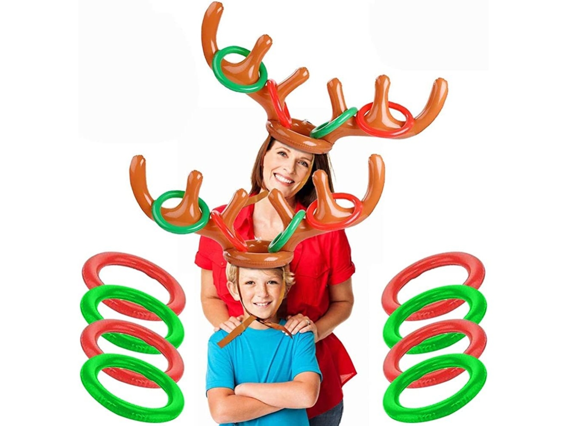 Sombrero inflable festivo de asta de reno, suministros para fiestas navideñas, portátil, reutilizable, material de PVC ecológico, tamaño ajustable para
