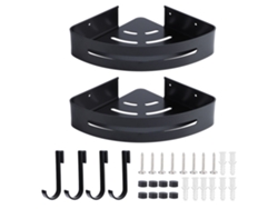 Estantería de aluminio para almacenamiento de espacio, 2 niveles, para baño, color negro