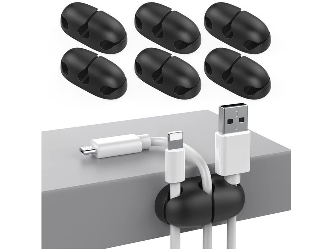6 Clips Para Organizar Los Cables Del Escritorio, Organizador De Cables Con Adhesivo Fuerte Para Cables De Carga Usb.