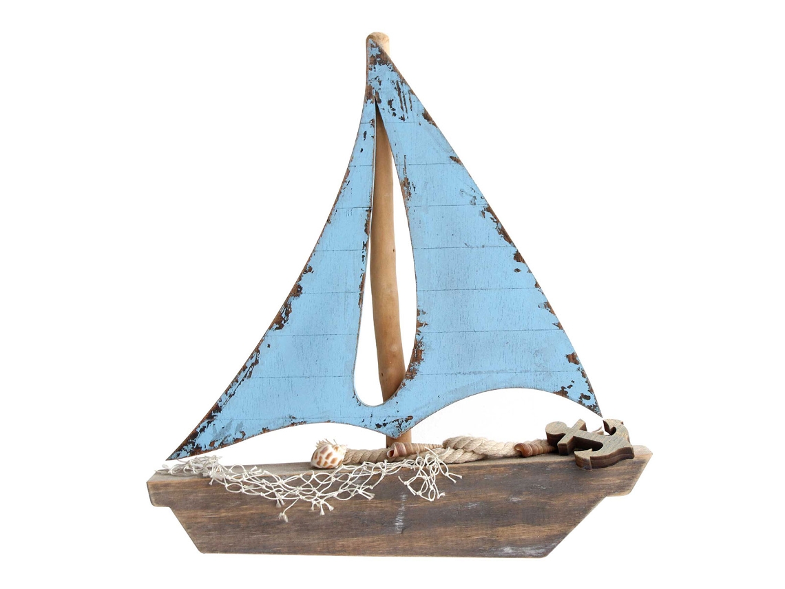 Signes Grimalt - Barco velero Azul de Madera | Modelismo de Barcos Maqueta Velero Madera 32x4x31cm BY SIGRIS