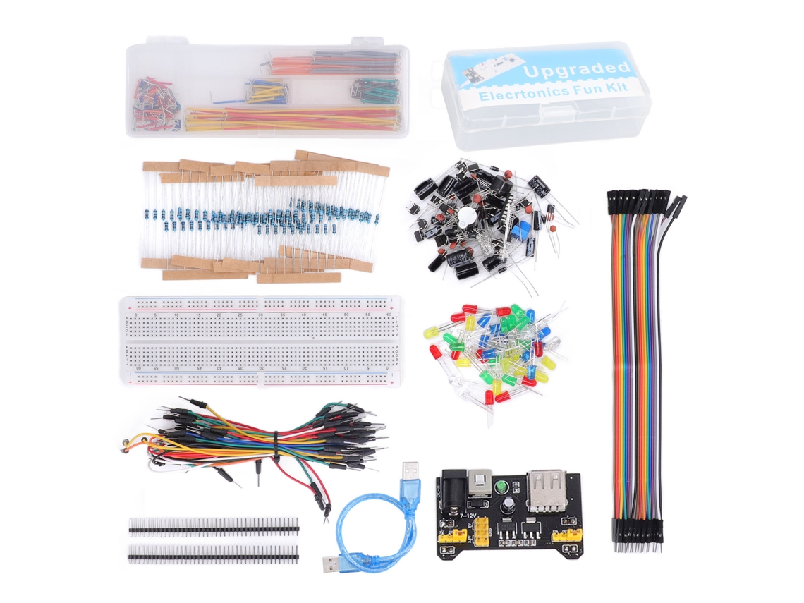 Kit de Componentes Eletrônicos Iniciais com Breadboard de 830 Pontos
