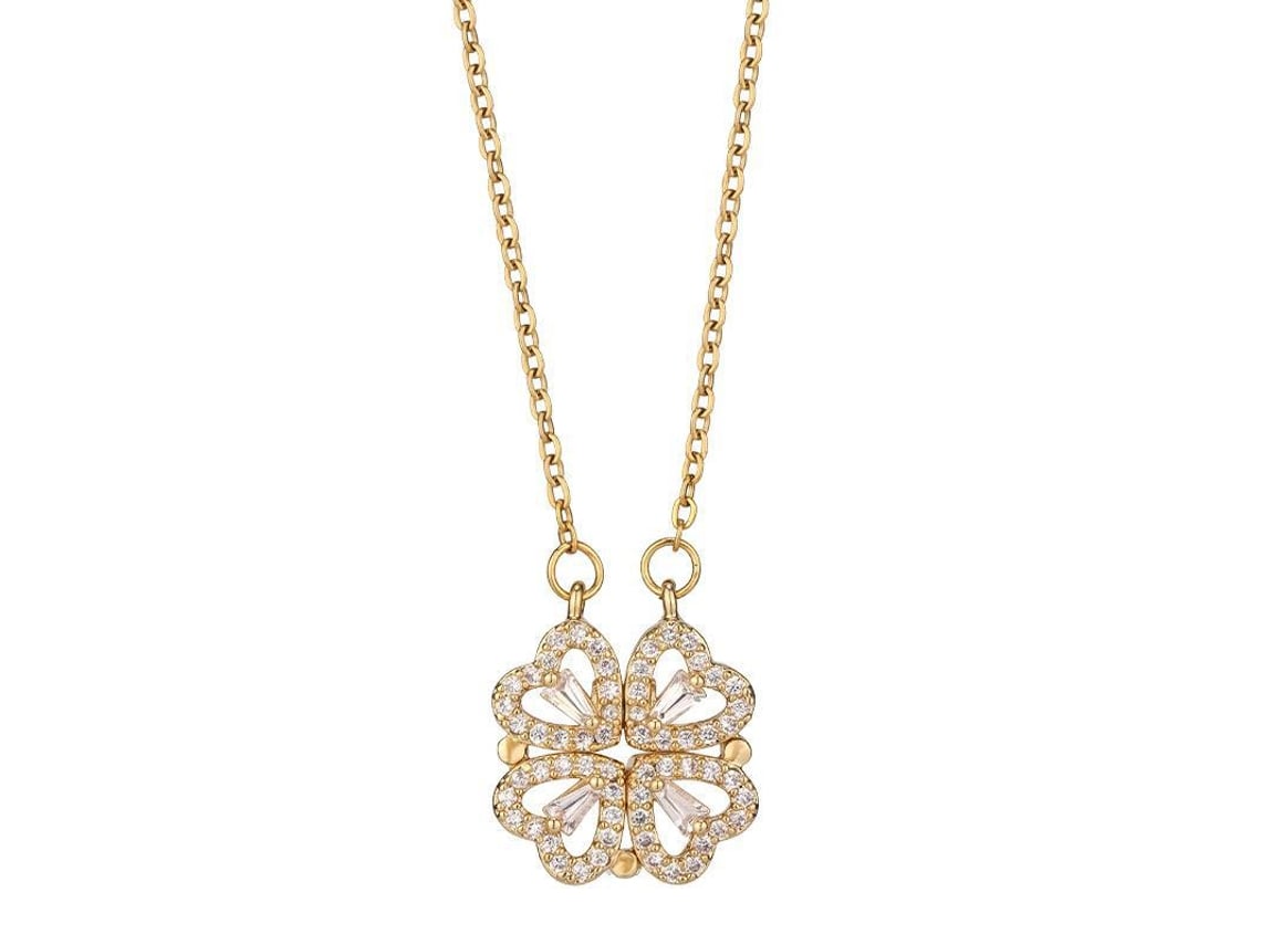 Collar De Mujer Con Colgante En Forma De Corazón, Fabricado En Acero Inoxidable Chapado En Oro.