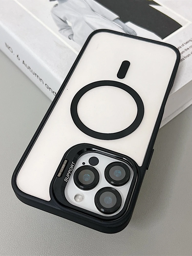 (iphone 11, Negro) Funda Magnética A Prueba De Golpes, Compatible Con Magsafe, Con Protector De Lente De Cristal
