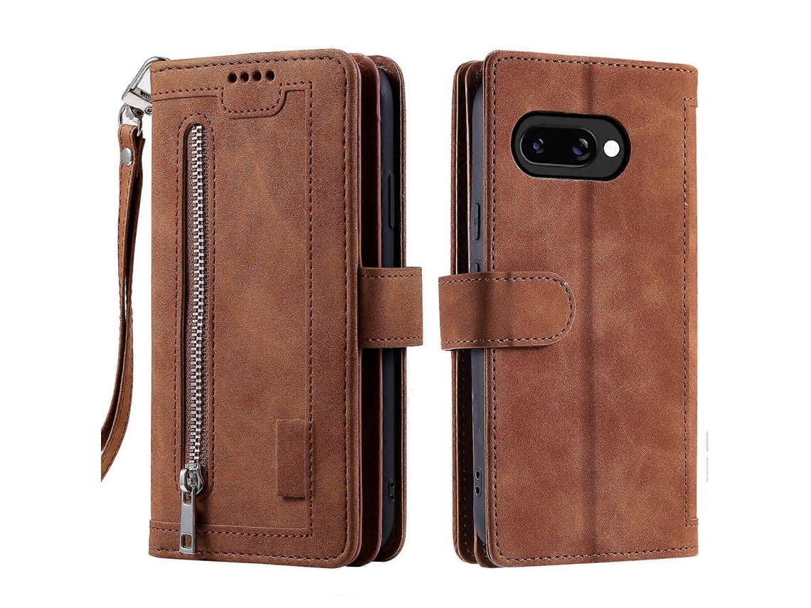 Funda De Piel Sintética Para Google Pixel 9a Con Cierre De Cartera Y 9 Ranuras Para Tarjetas.