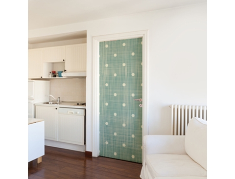 Adhesivo de Puerta PLAGE Adhesivo de Guisante Blanco sobre Fondo Verde para Puertas por Wsh 204 cm X 83 cm