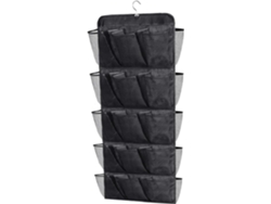 Organizador de zapatos con 30 compartimentos grandes, doble cara, percha giratoria, organizador de malla, negro