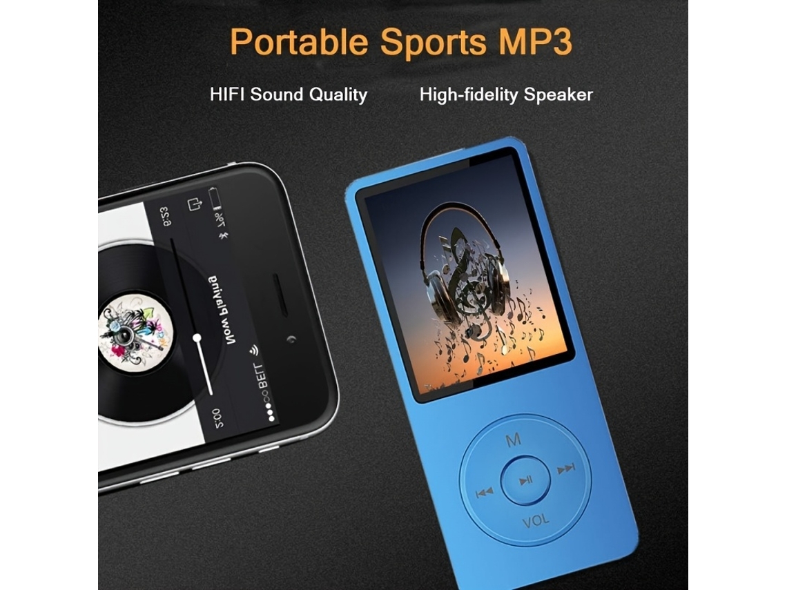 Reproductor de MP3 Cuich Reproductor de MP3/MP4, Reproductor multimedia portátil recargable por USB con auriculares estéreo de 64 GB