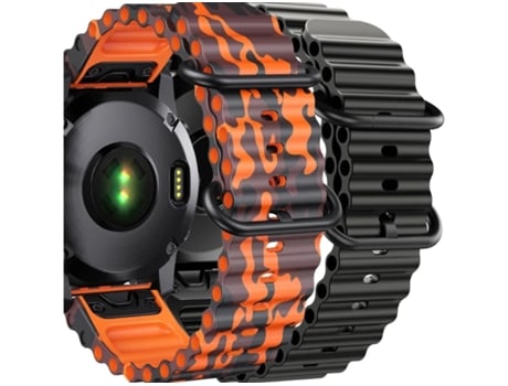 Correa Ocean Waves para Garmin Fenix 6X Pro Zafiro Naranja Militar y Negro Pack 2X VEANXIN