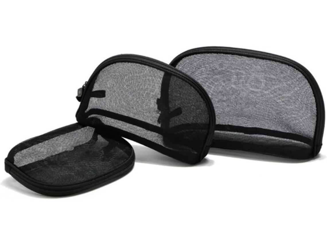 Neceser De Maquillaje De Malla De 3 Piezas Con Cremallera Para Cosméticos, Ligero E Ideal Para Viajar.