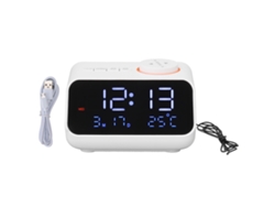 Radio Reloj Digital Blanco con LED, Música, Temperatura y Humedad NEVEANCE