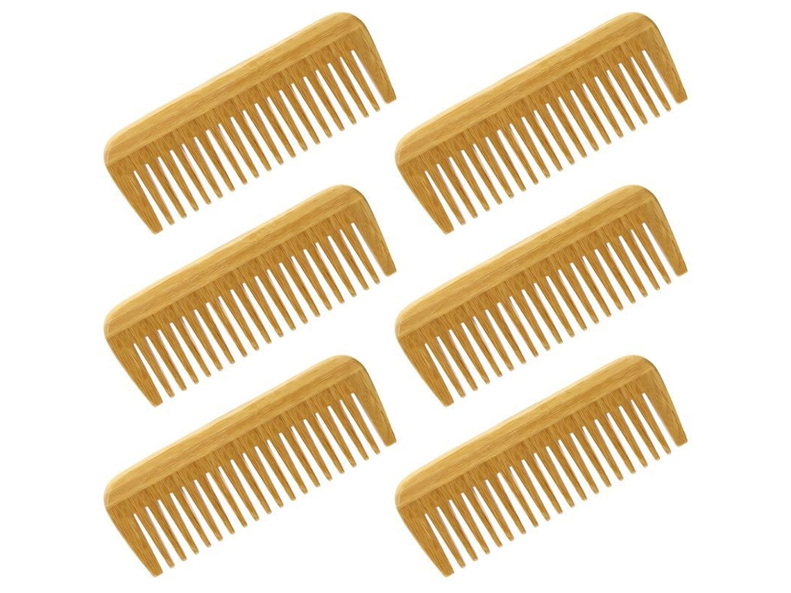 Peine Ecológico De Dientes Anchos Para Cabello Rizado Y Barba Para Hombres (6 Unidades)