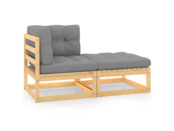 Conjunto 2 de muebles de jardín VIDAXL y cojines madera pino maciza