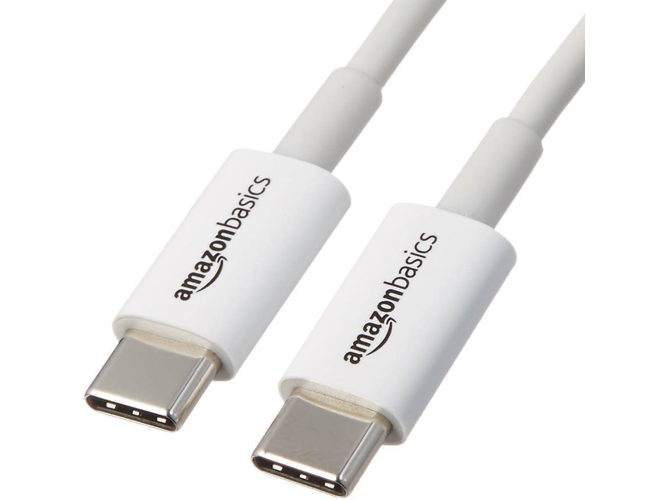 Cable USB AMAZONBASICS (USB-C - USB-C - 1.8 m - Blanco)
