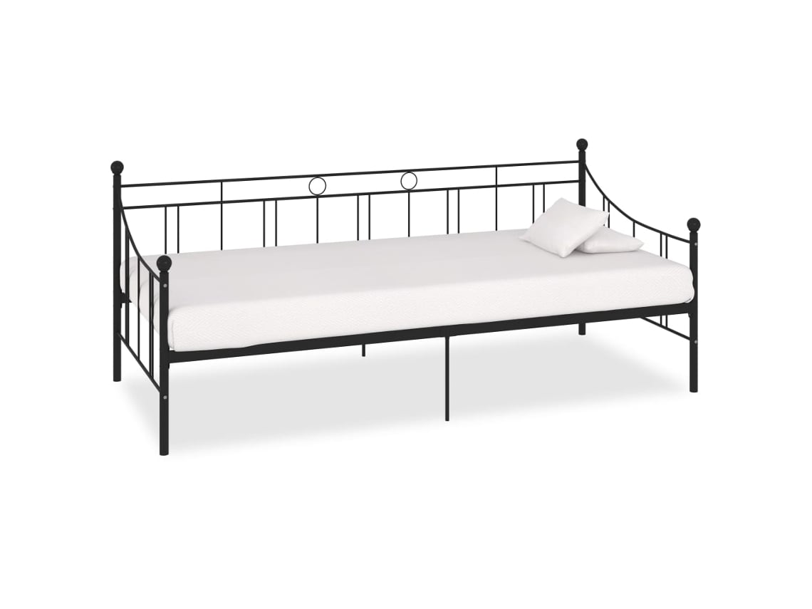 Estructura De Cama Sin Colchón Metal Negro 90x200 Cm