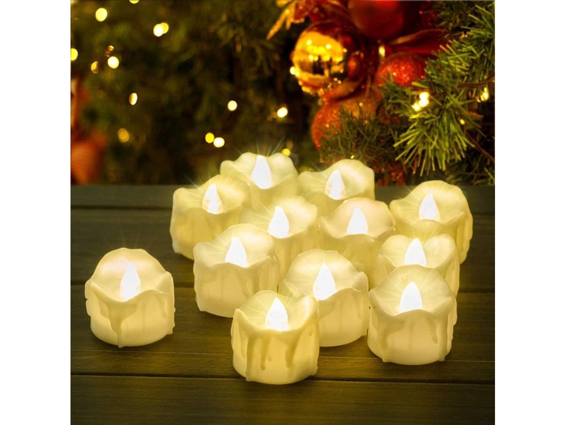 12 Velas Led Sin Llama, Ideales Para Navidad, Halloween Y Reuniones Familiares.