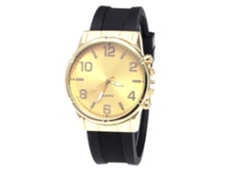 Reloj De Cuarzo Unisex Con Correa De Silicona Dial Redondo Oro Zhoulianfa